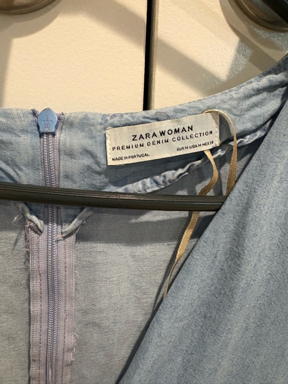Zara Light Blue Short Sleeve Denim Romper - Picture 4 of 6